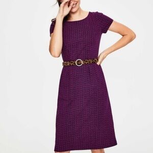 Boden Purple Midi Dress with Leopard Belt